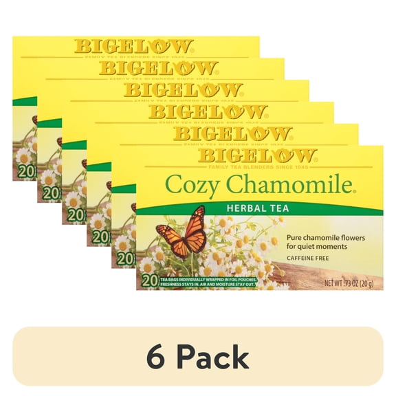 (6 pack) Bigelow Cozy Chamomile Herbal Tea Bags, 20 Count