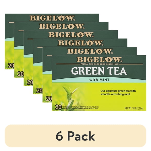 (6 pack) Bigelow Green Tea with Mint, Tea Bags, 20 Count