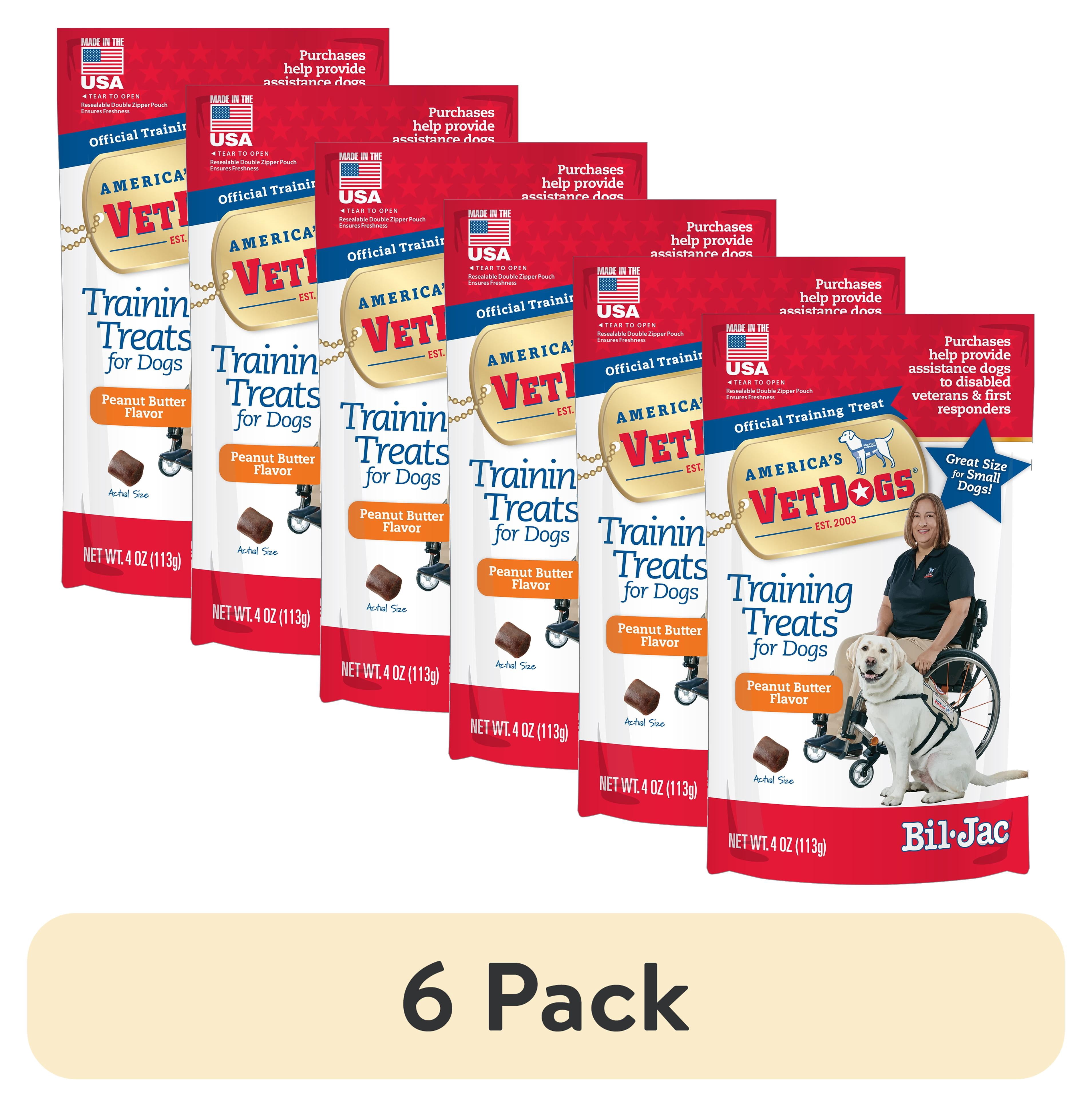 (6 pack) Bil-Jac VetDogs Veteran's K-9 Corps Training Treat for Dogs, Peanut Butter Flavor, 4 oz.