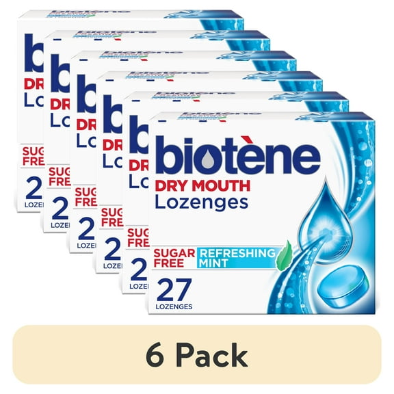 (6 pack) Biotene Dry Mouth Lozenges for Fresh Breath, Refreshing Mint - 27 Count, for 12+ Years