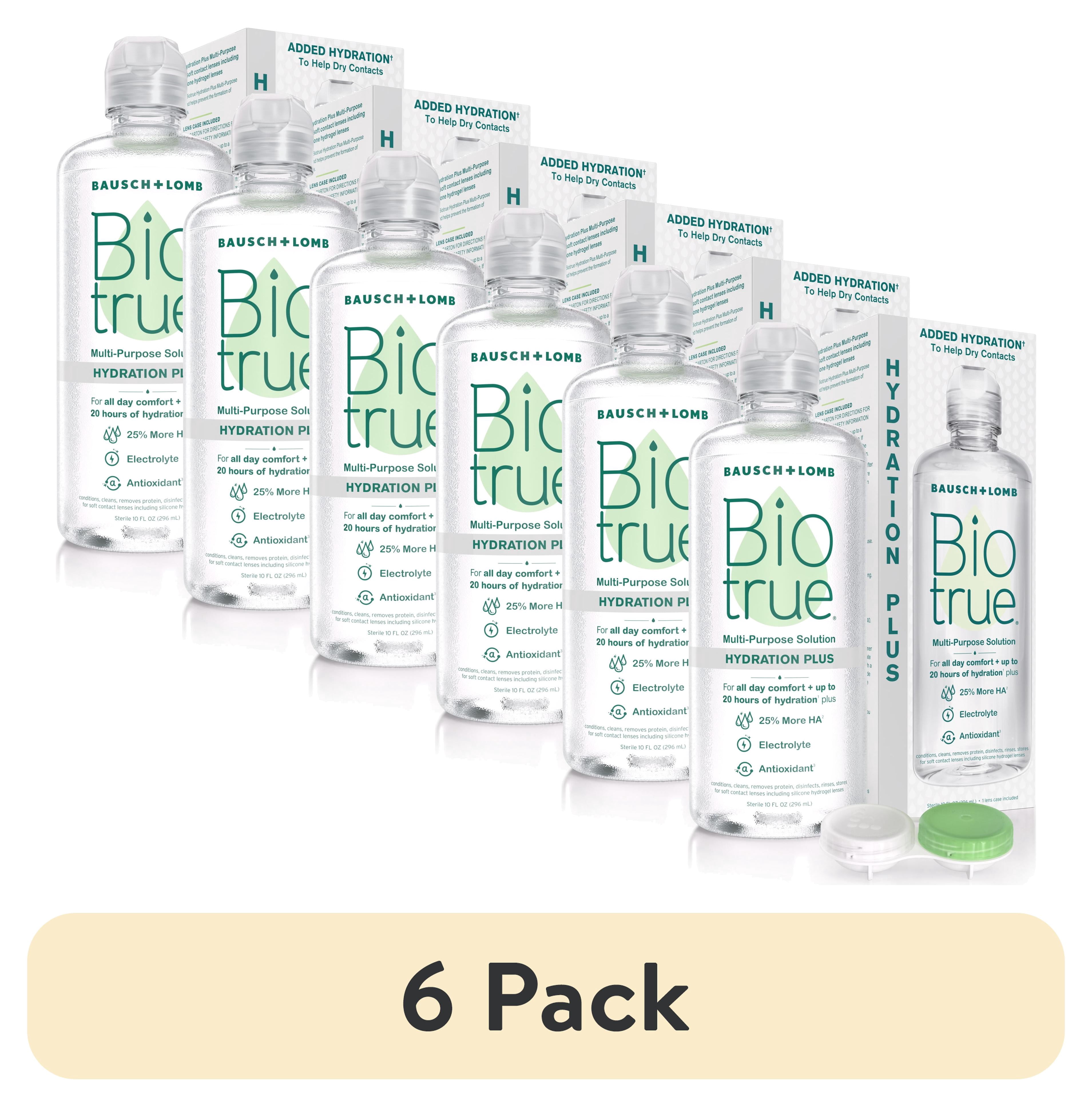 (6 pack) Biotrue Hydration Plus Multi-Purpose Contact Lens Solution for Hydrating Dry Contacts by Bausch + Lomb, 10 fl oz