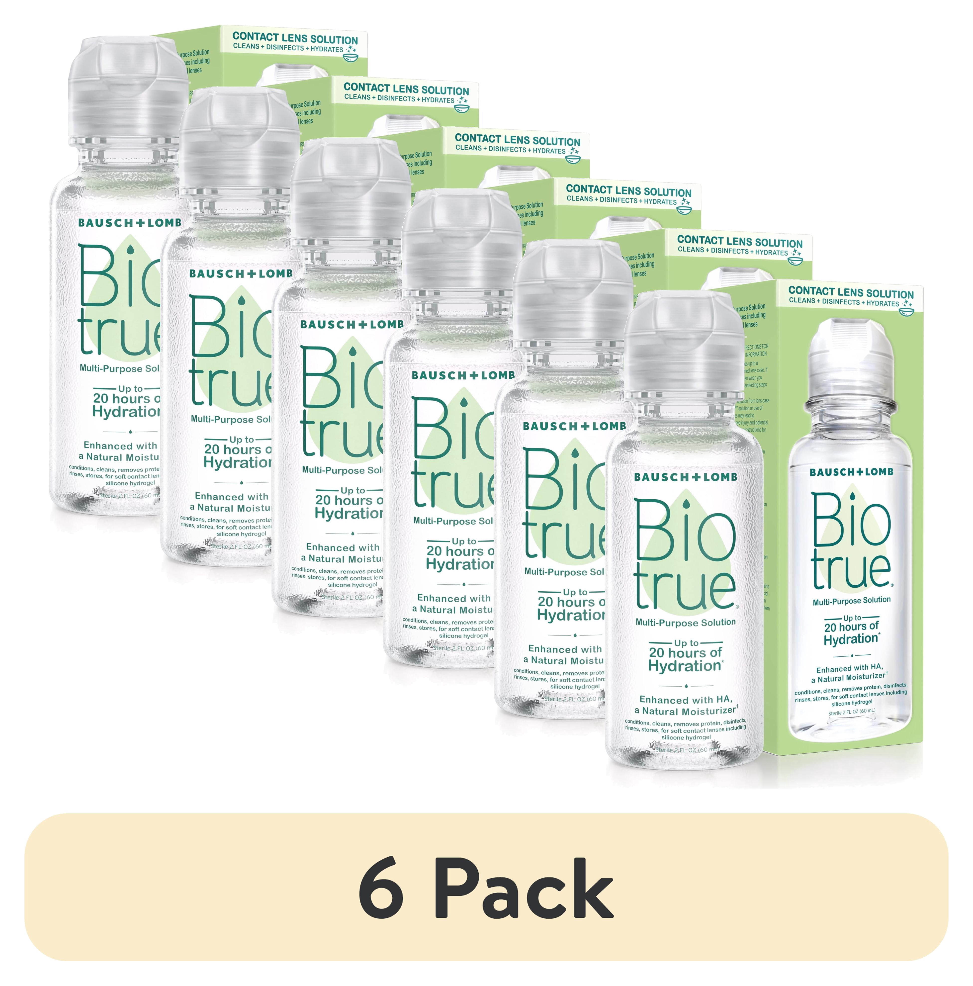 (6 pack) Biotrue Original Multi-Purpose Contact Lens Solution by Bausch + Lomb, Travel Size, 2 fl oz