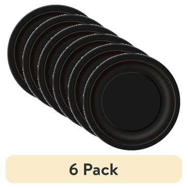 (6 pack) Disposable Paper Plates, 7", Black, 24 Count, by Way To Celebrate