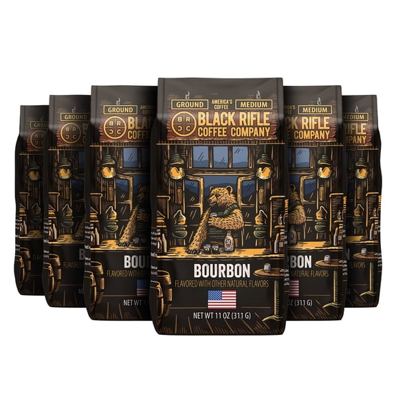 (6 pack) Black Rifle Coffee Bourbon, Medium Roast, Ground Coffee, 11oz