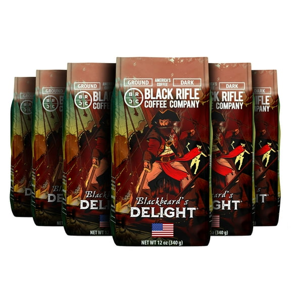 (6 pack) Black Rifle Coffee Company Blackbeard's Delight, Dark Roast, Ground Coffee, 12 oz