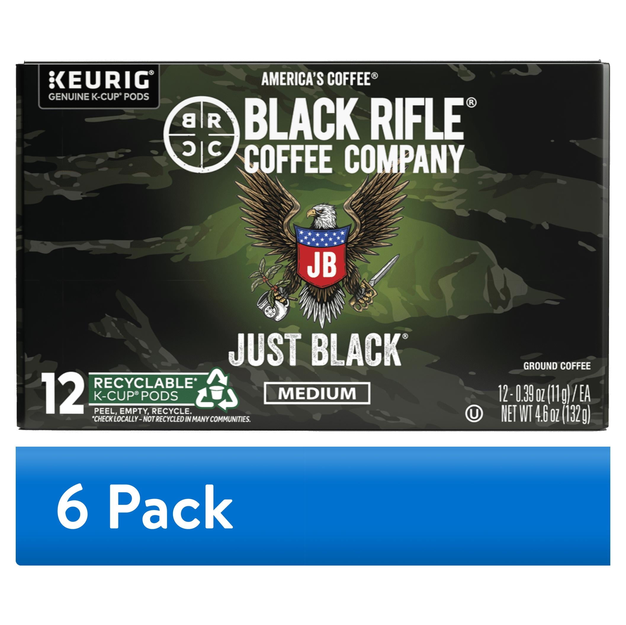 (6 pack) Black Rifle Coffee Company Just Black Keurig K-Cup Pods, Medium Roast, 12 Ct