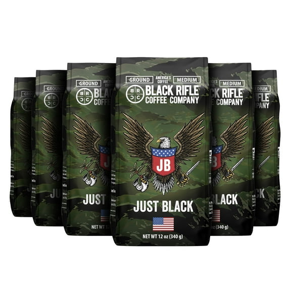 (6 pack) Black Rifle Coffee Company Just Black, Medium Roast, Ground Coffee,12 oz