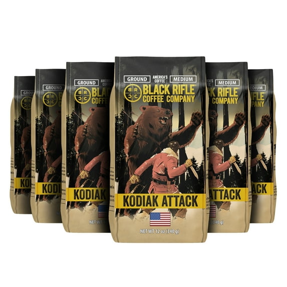 (6 pack) Black Rifle Coffee Company Kodiak Attack, Medium Roast, Ground Coffee, 12 oz