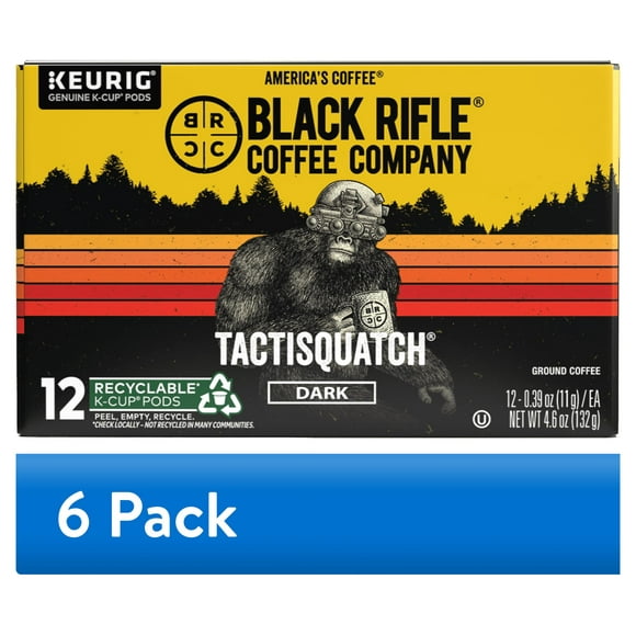 (6 pack) Black Rifle Coffee Company Tactisquatch Keurig K-Cup Pods, Dark Roast, 12 Ct
