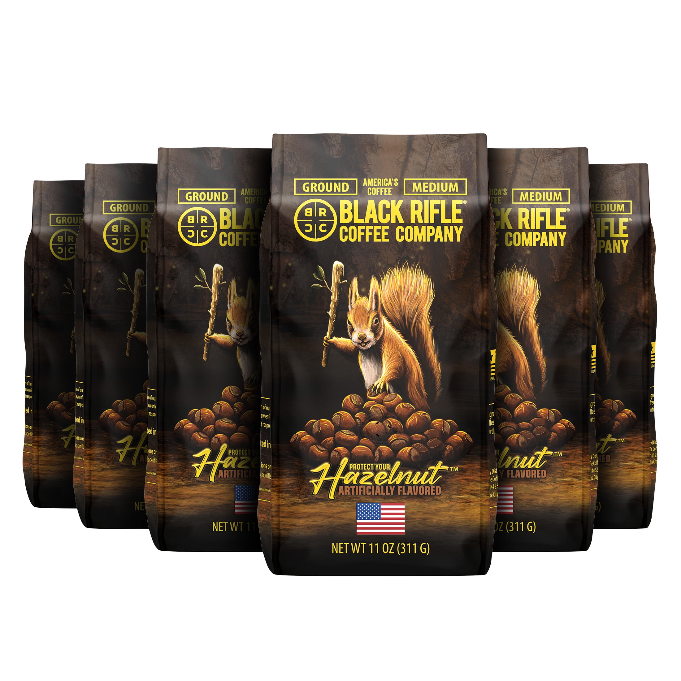 6 pack) Black Rifle Coffee Hazelnut, Medium Roast, Ground Coffee