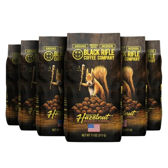(6 pack) Black Rifle Coffee Hazelnut, Medium Roast, Ground Coffee, 11oz