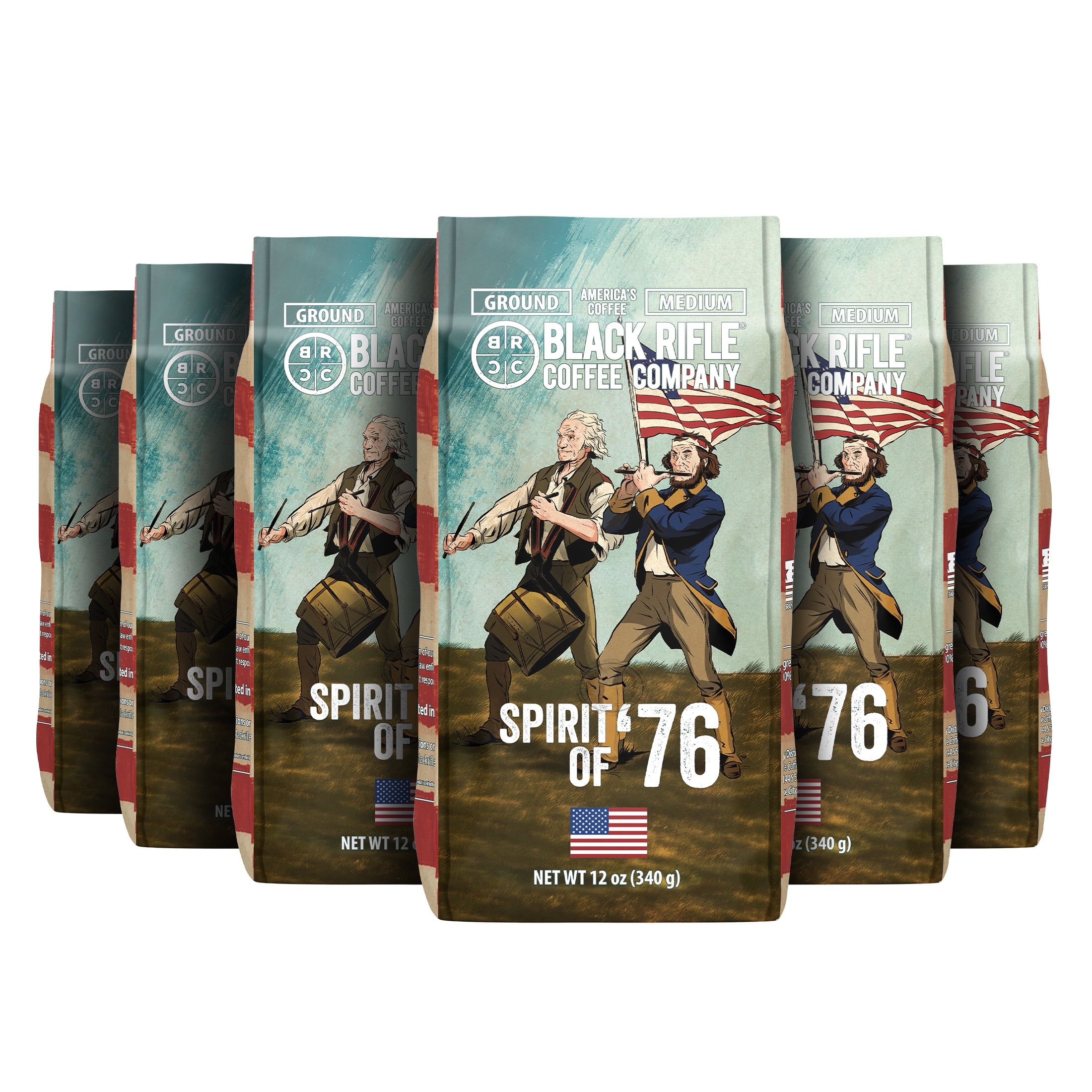 (6 pack) Black Rifle Coffee Spirit of '76, Medium Roast, Ground Coffee, 12 oz