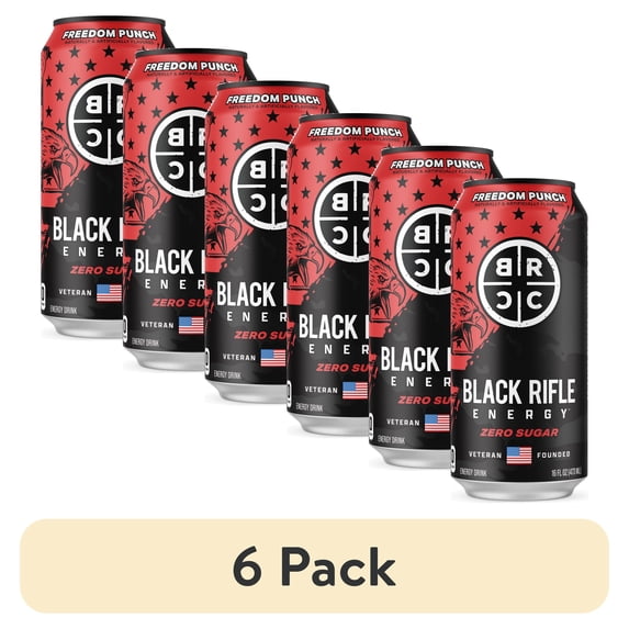 (6 pack) Black Rifle Energy Freedom Punch Zero Sugar Energy Drink, 200mg Caffeine, 16 fl oz