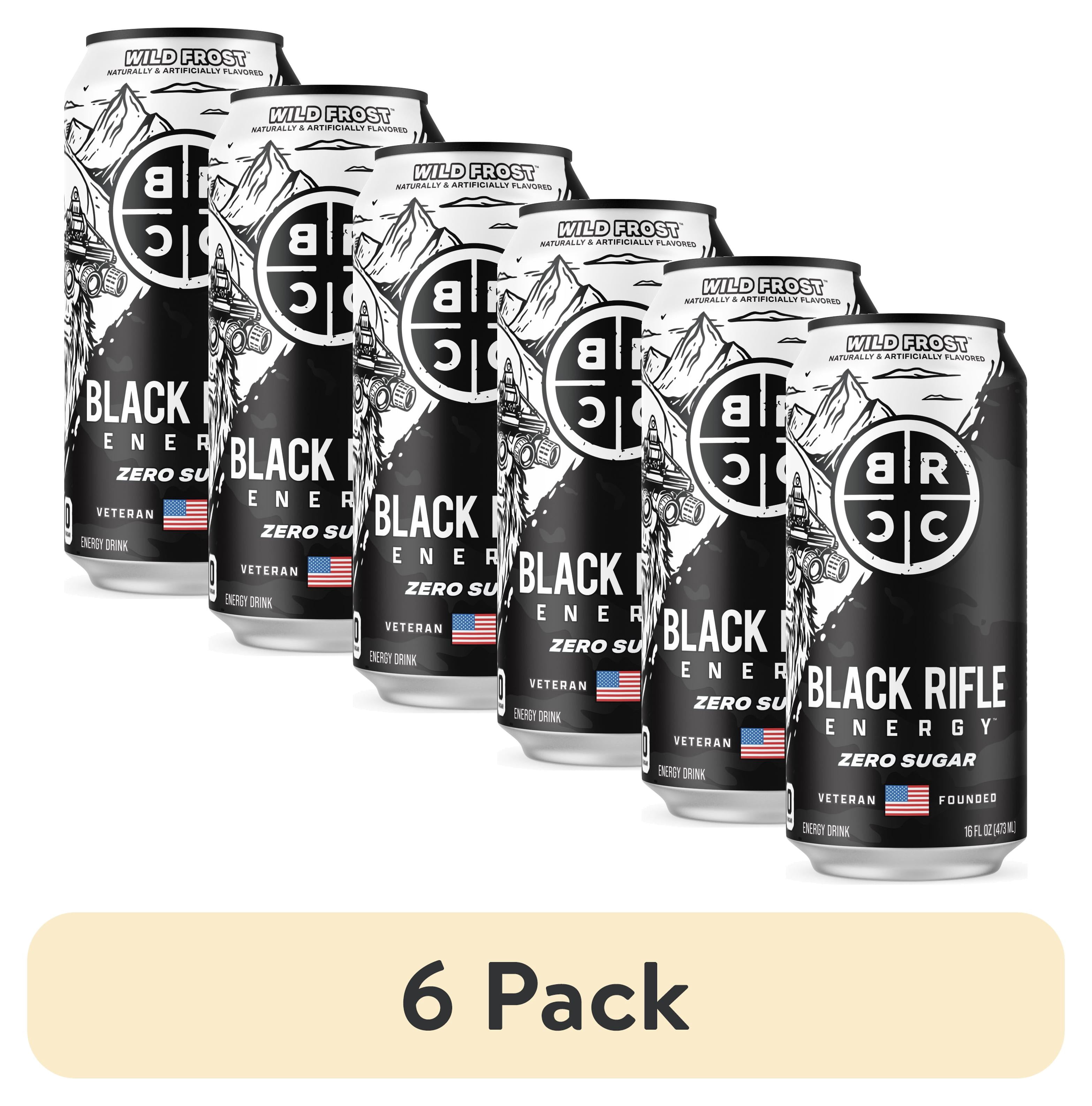 (6 pack) Black Rifle Energy Wild Frost Zero Sugar Energy Drink, 200mg Caffeine, 16 fl oz