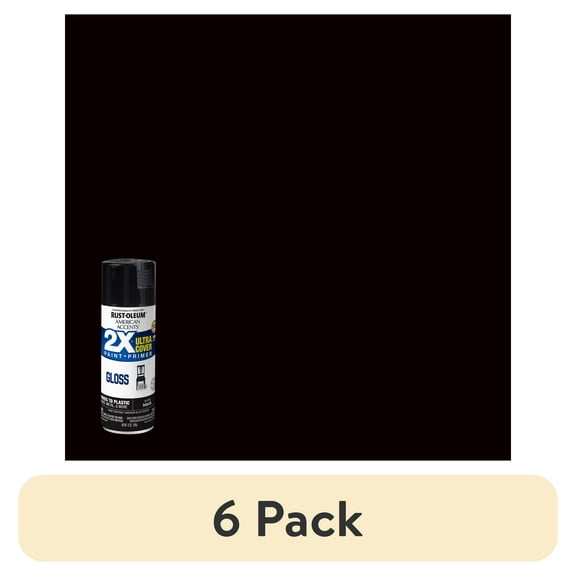 (6 pack) Black, Rust-Oleum American Accents 2X Ultra Cover Gloss Spray Paint- 12 oz