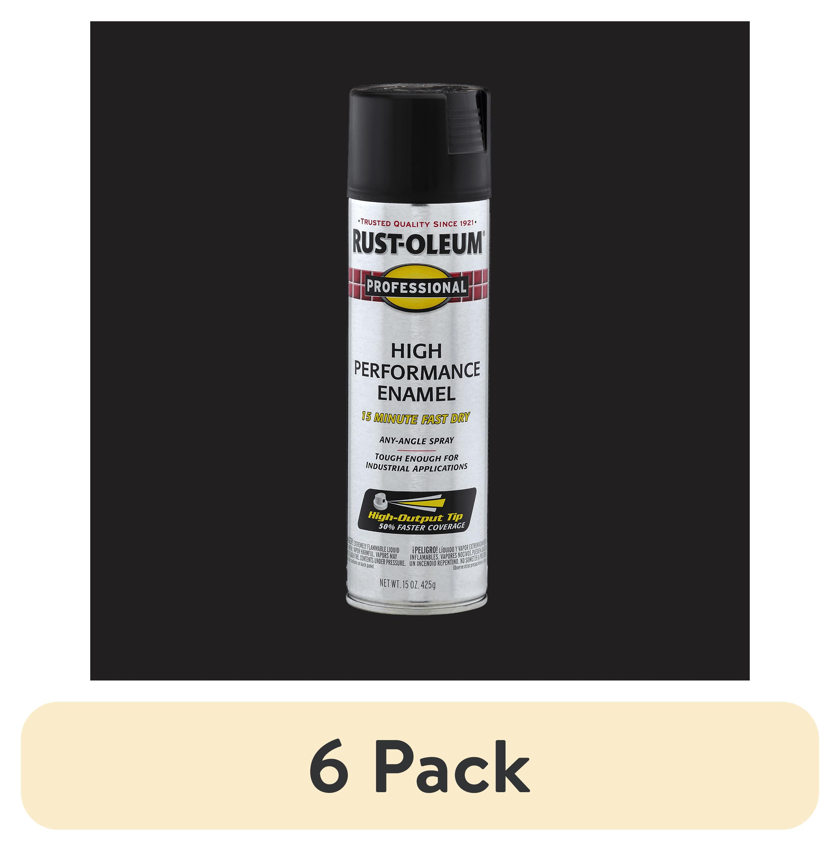 (6 pack) Black, Rust-Oleum Professional High Performance Enamel Flat Spray Paint-7578838, 15 oz