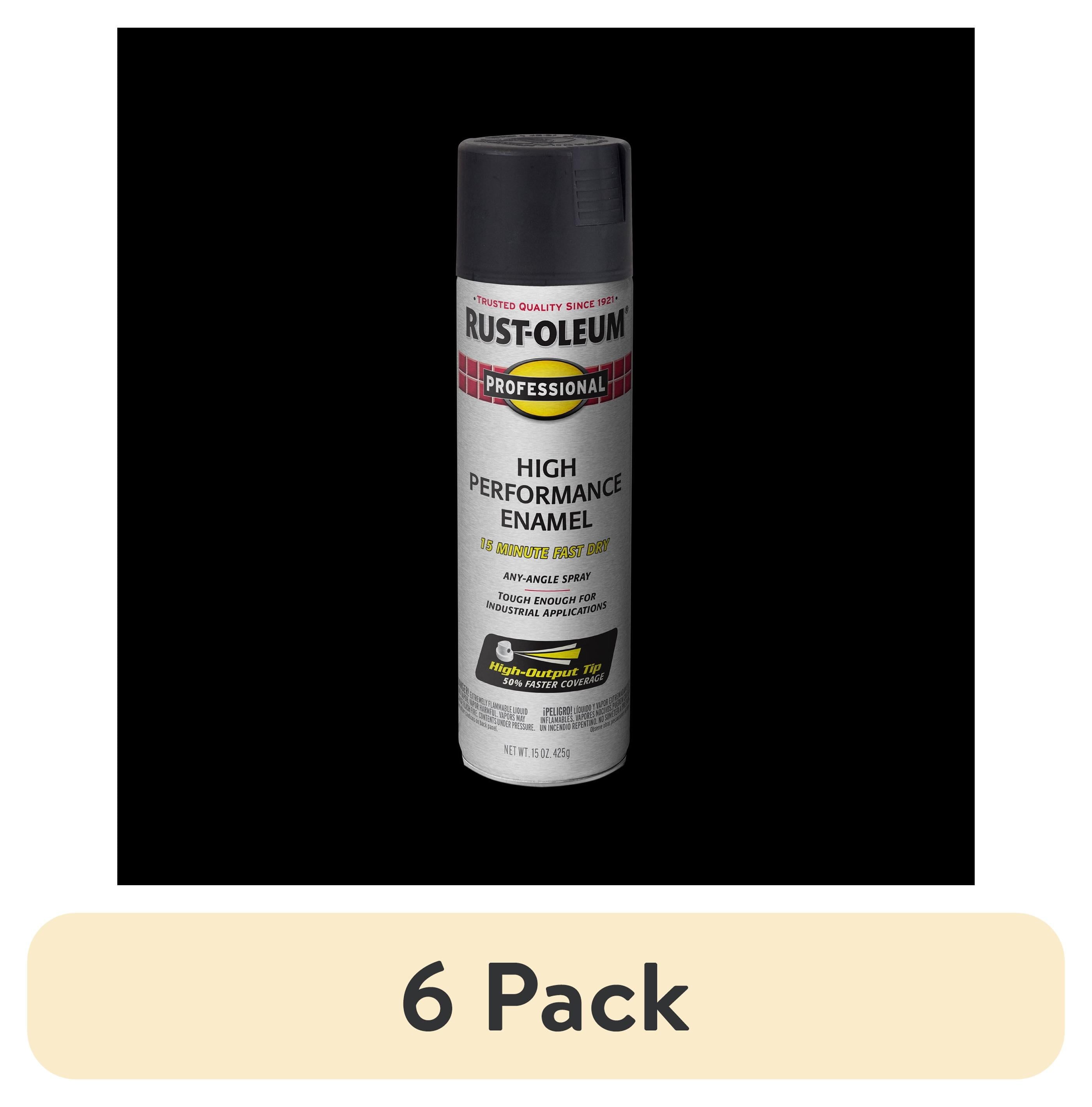 (6 pack) Black, Rust-Oleum Professional High Performance Enamel Semi-Gloss Spray Paint-239107, 15 oz