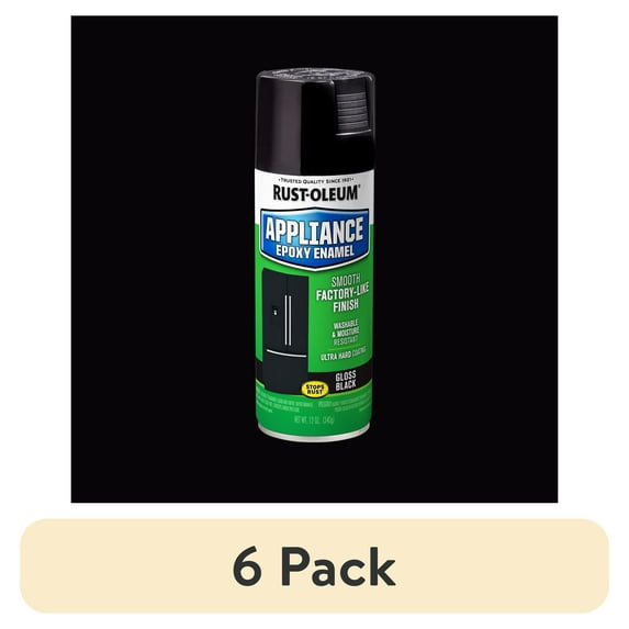 (6 pack) Black, Rust-Oleum Specialty Appliance Epoxy Gloss Spray Paint-7886830, 12 oz