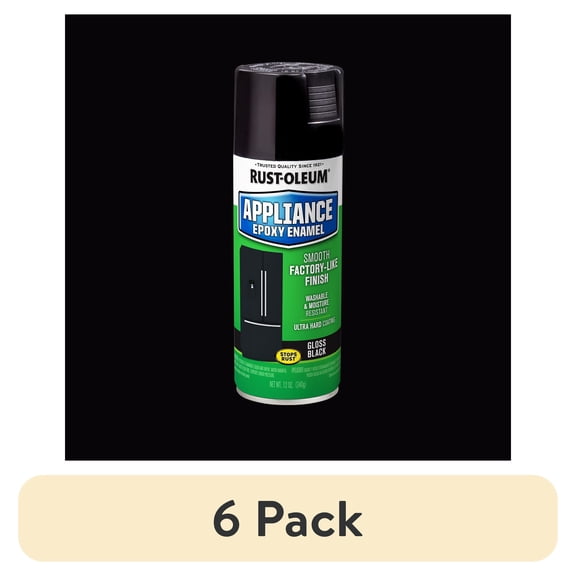 (6 pack) Black, Rust-Oleum Specialty Gloss Appliance Epoxy Spray Paint, 12 oz