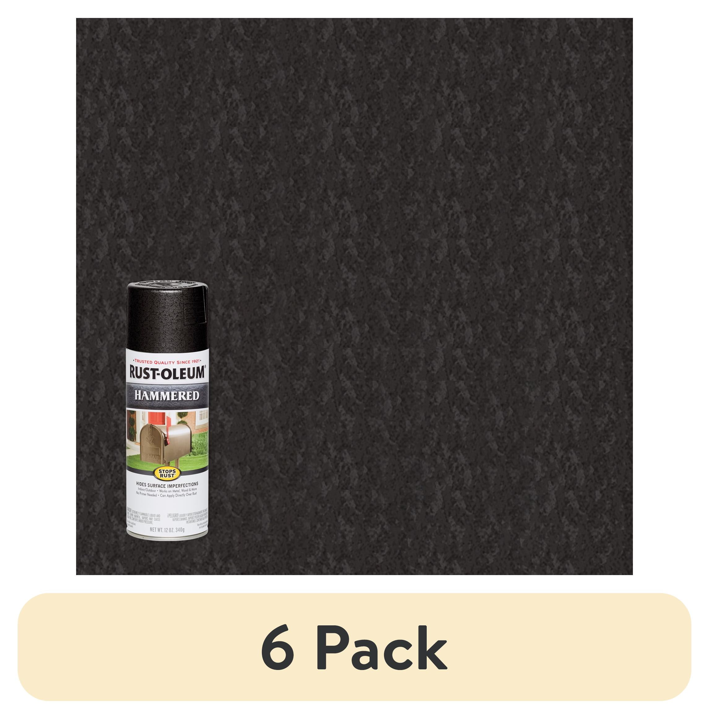 (6 pack) Black, Rust-Oleum Stops Rust Hammered Spray Paint-7215830, 12 ...