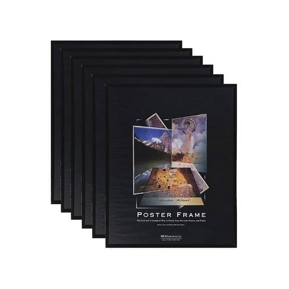 (6 pack) Black plastic POSTER size frame with Masonite Backing - 24x30