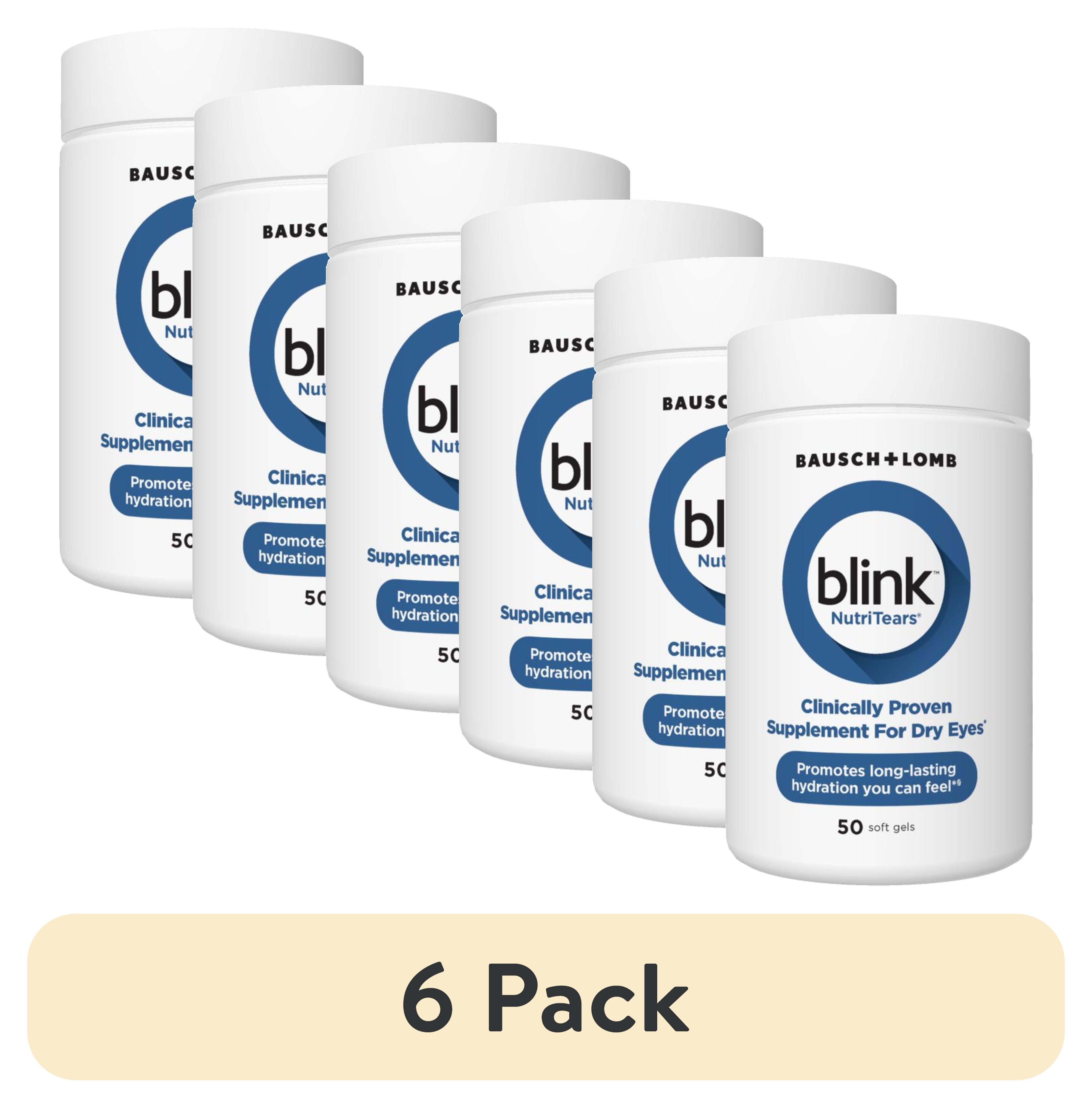 (6 pack) Blink NutriTears Vitamin and Supplement for Dry Eye Care and Vision Health with Lutein and Zeaxanthin Softgels, 50 Count