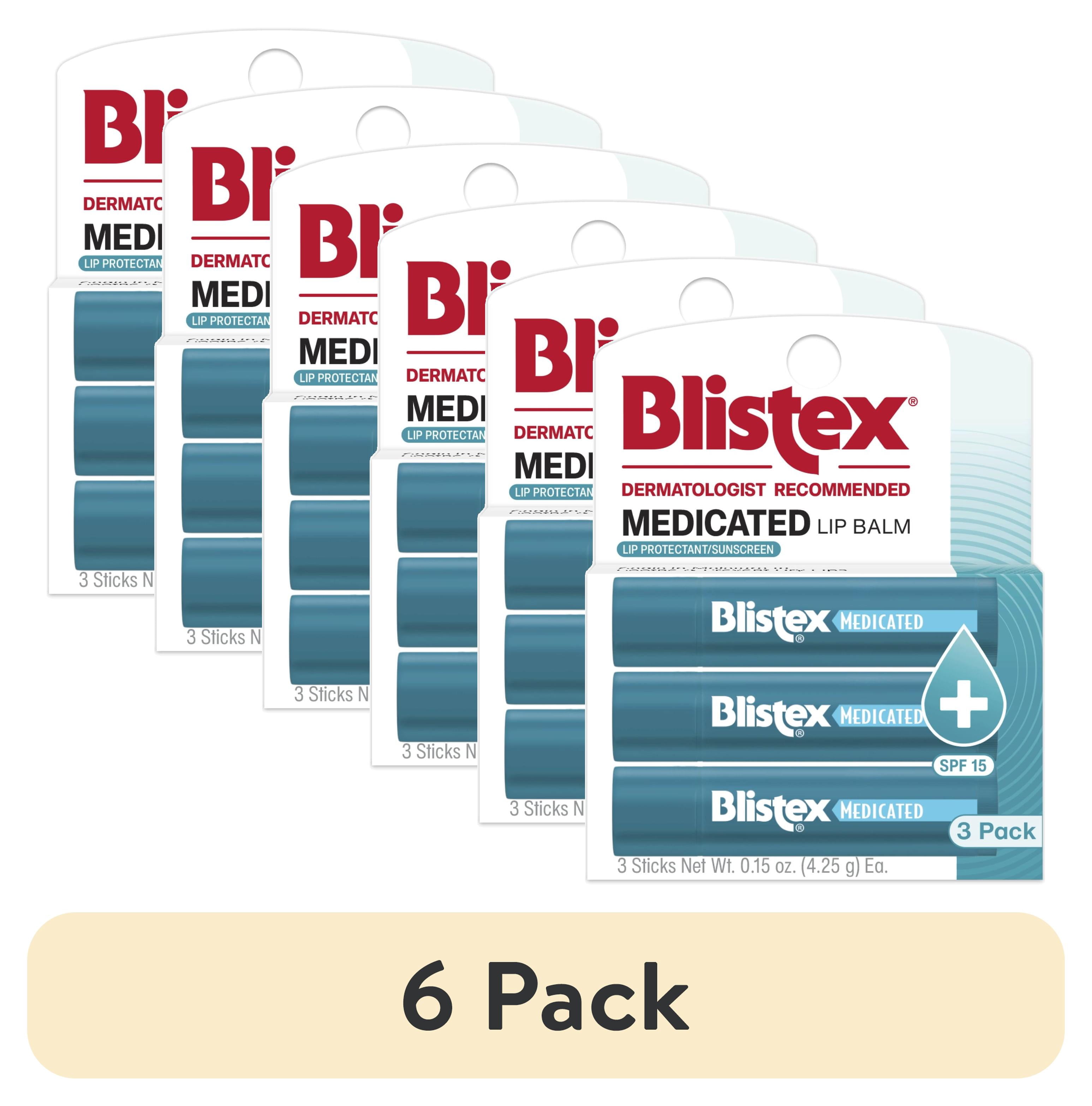 (6 pack) Blistex Medicated Lip Balm - Advanced Protection for Dry, Chapped Lips - 3 Count, 0.15oz Ea