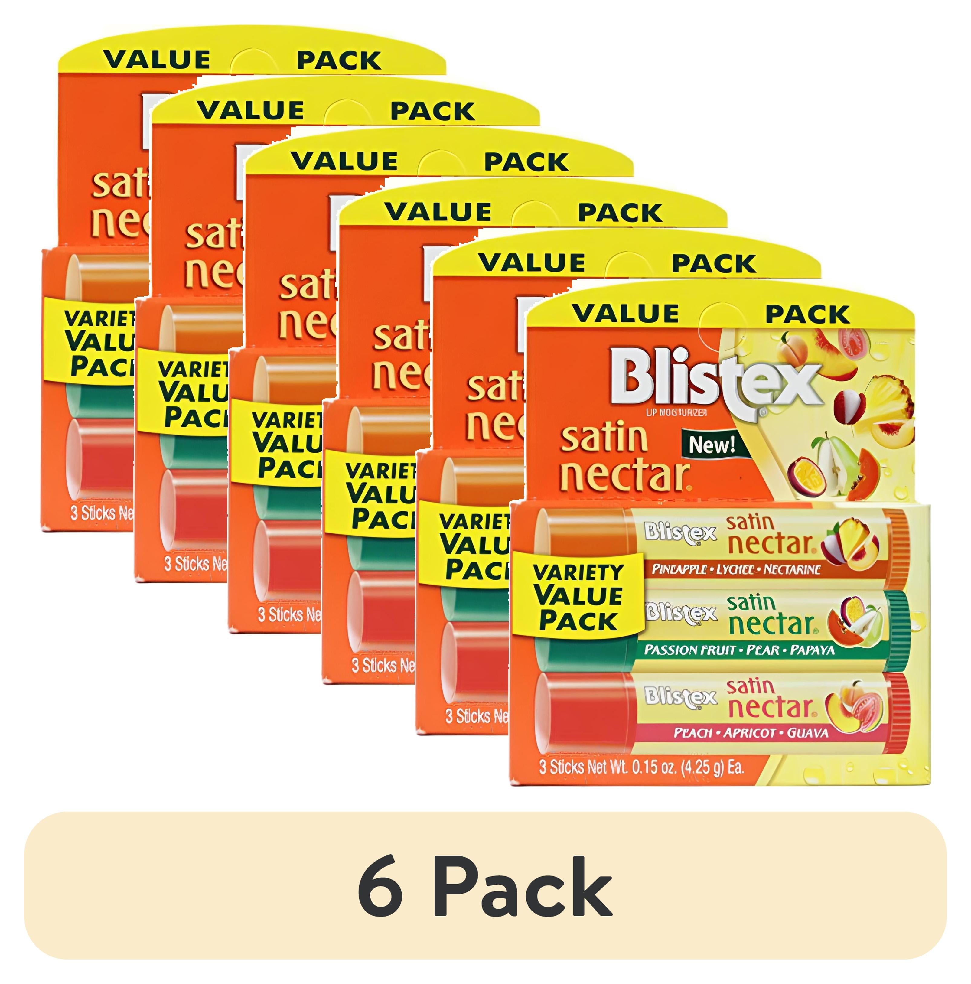 (6 pack) Blistex Satin Nectars Lip Balm with Fruit Extracts & Vitamin E, 3 Pk