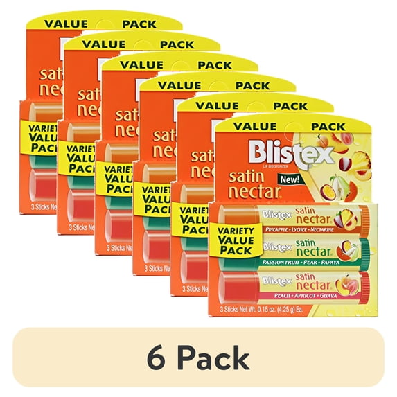 (6 pack) Blistex Satin Nectars Lip Balm with Fruit Extracts & Vitamin E, 3 Pk