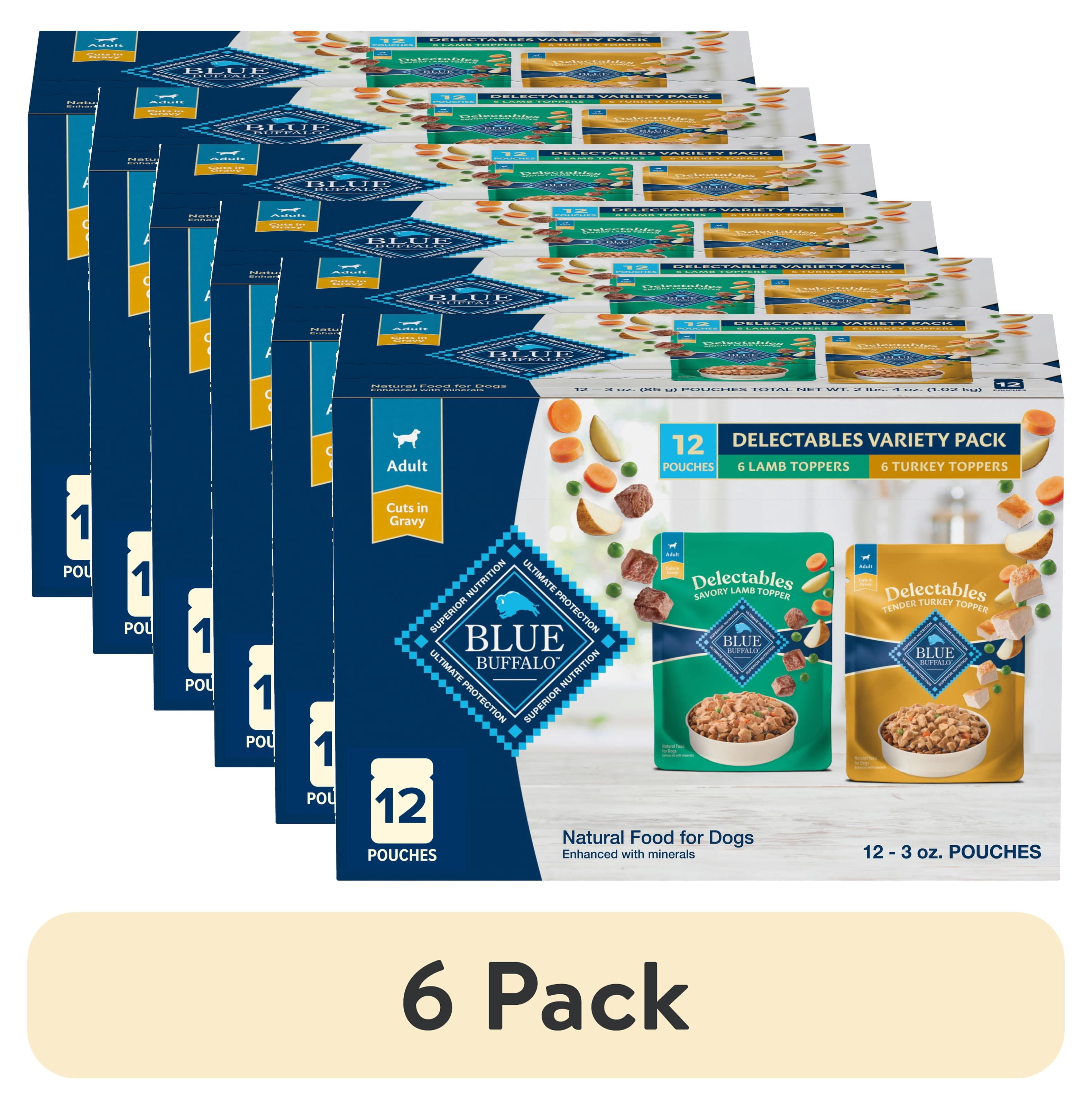 (6 pack) Blue Buffalo Delectables Natural Wet Dog Food Topper Variety Pack, Lamb & Turkey Dinner 3oz (12 Pack - 6 of Each Flavor)