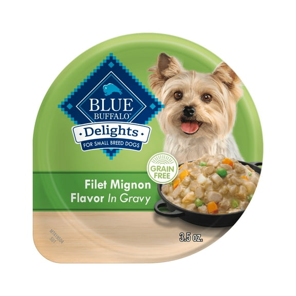 (6 pack) Blue Buffalo Delights Small Breed Natural Wet Dog Food, Filet Mignon in Gravy, 3.5-oz. Cup