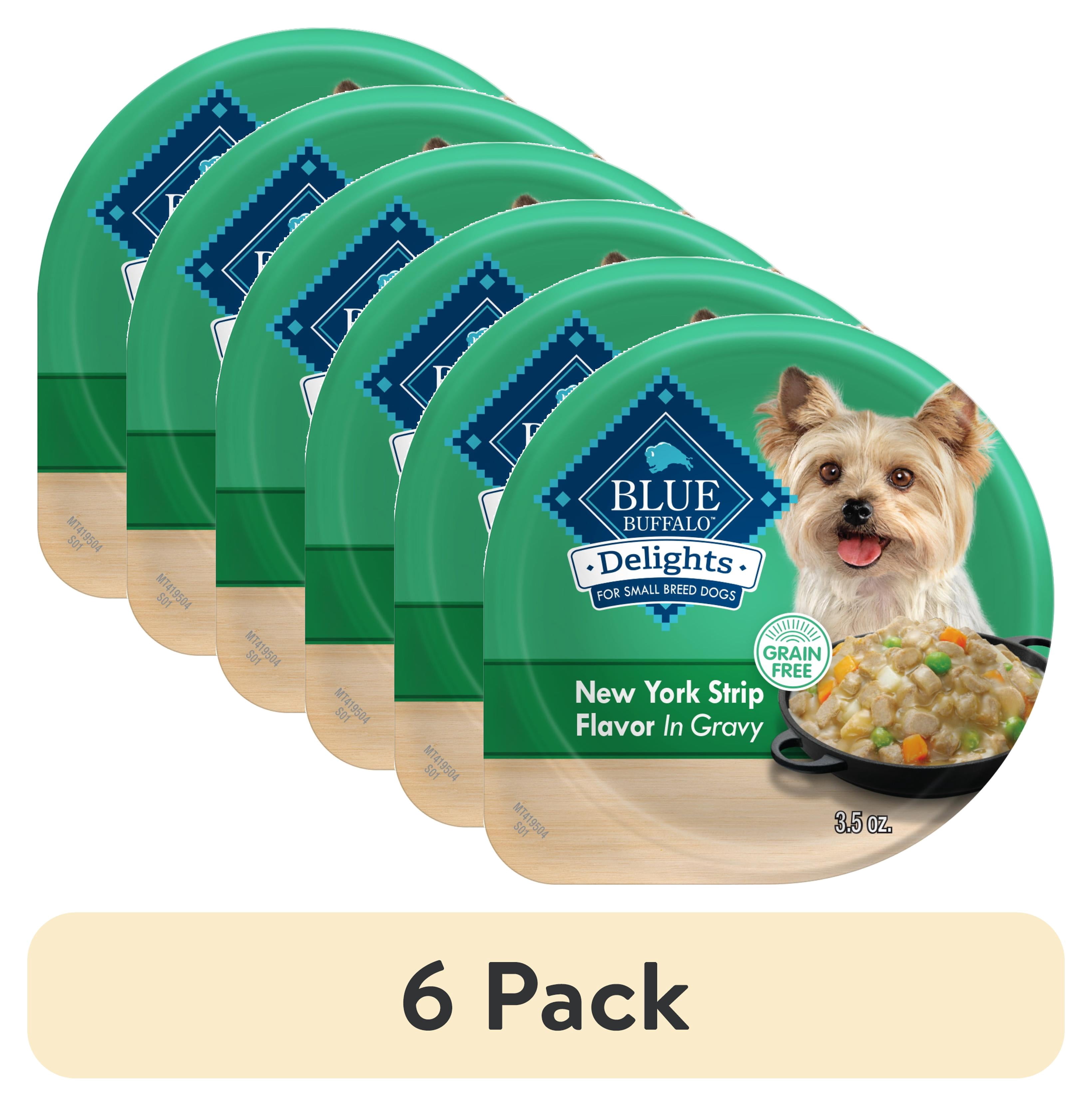 (6 pack) Blue Buffalo Delights Small Breed Natural Wet Dog Food, NY Strip in Gravy, 3.5-oz. Cup