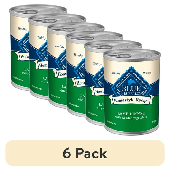 (6 pack) Blue Buffalo Homestyle Recipe Adult Wet Dog Food, Lamb Dinner, 12.5-oz. Can