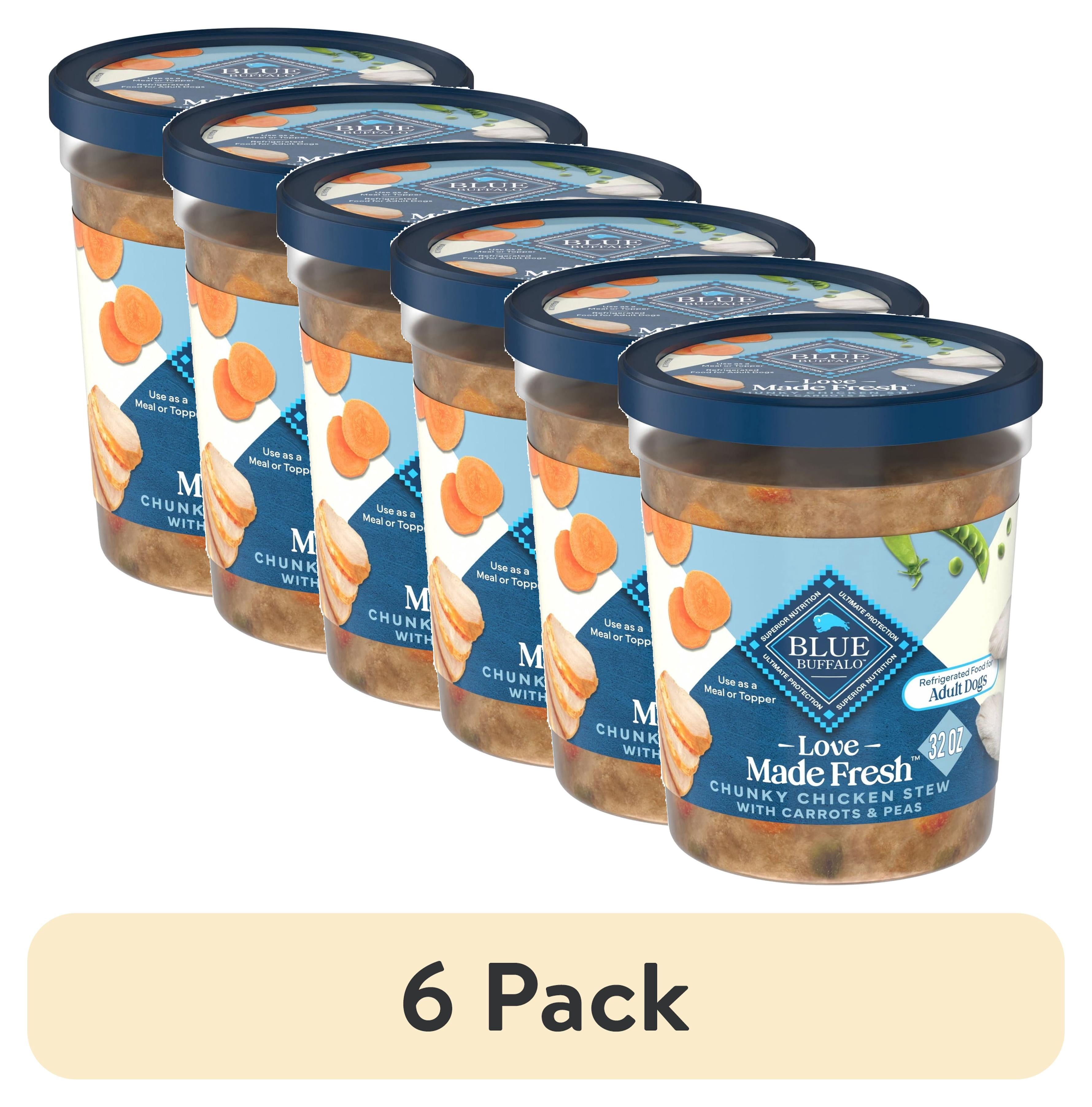 (6 pack) Blue Buffalo Love Made Fresh Refrigerated Adult Fresh Dog Food, Chicken Stew, 2lb Tub