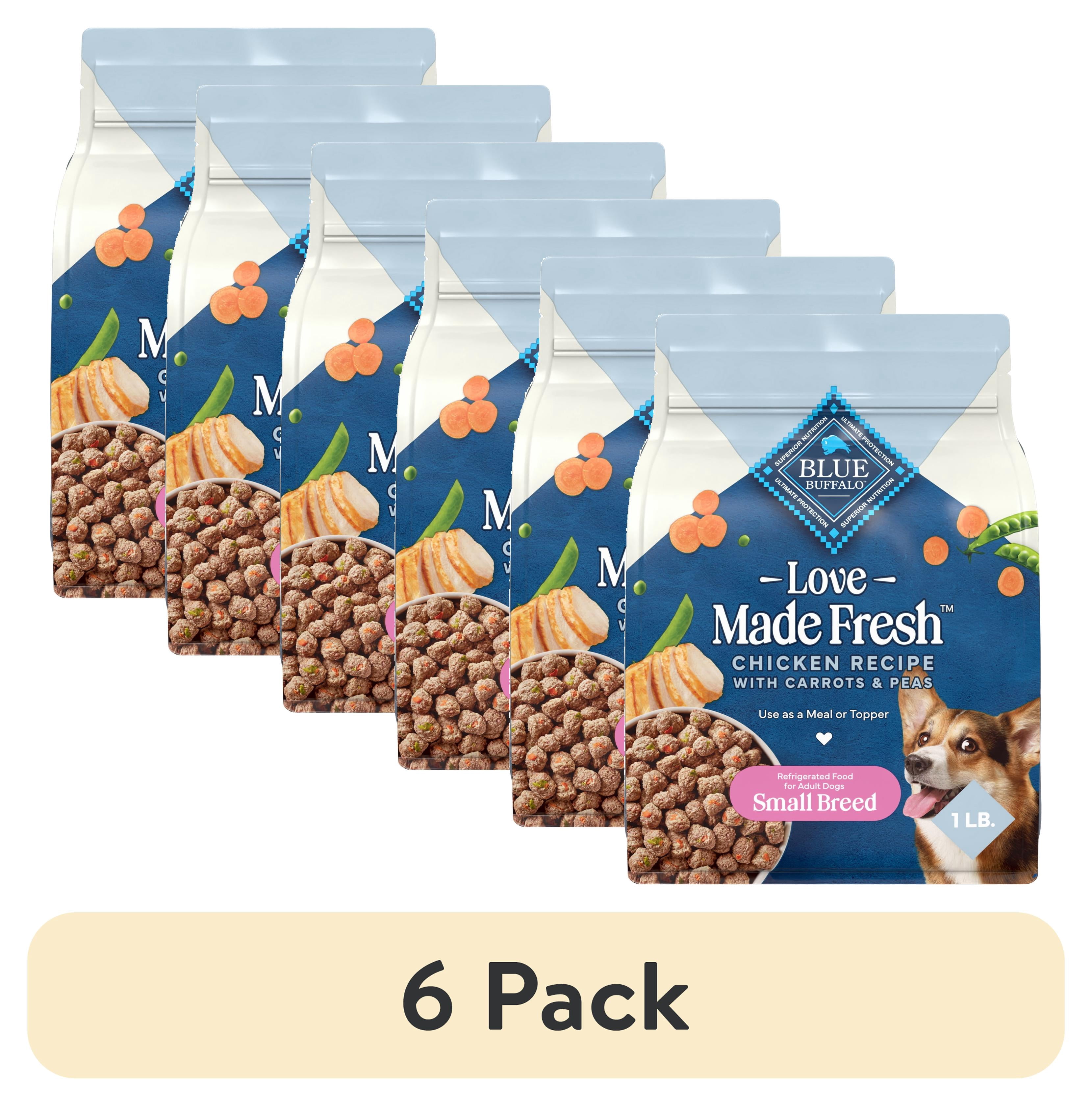 (6 pack) Blue Buffalo Love Made Fresh Small Breed Dog Food Refrigerated, Chicken Meatball 1lb Pouch