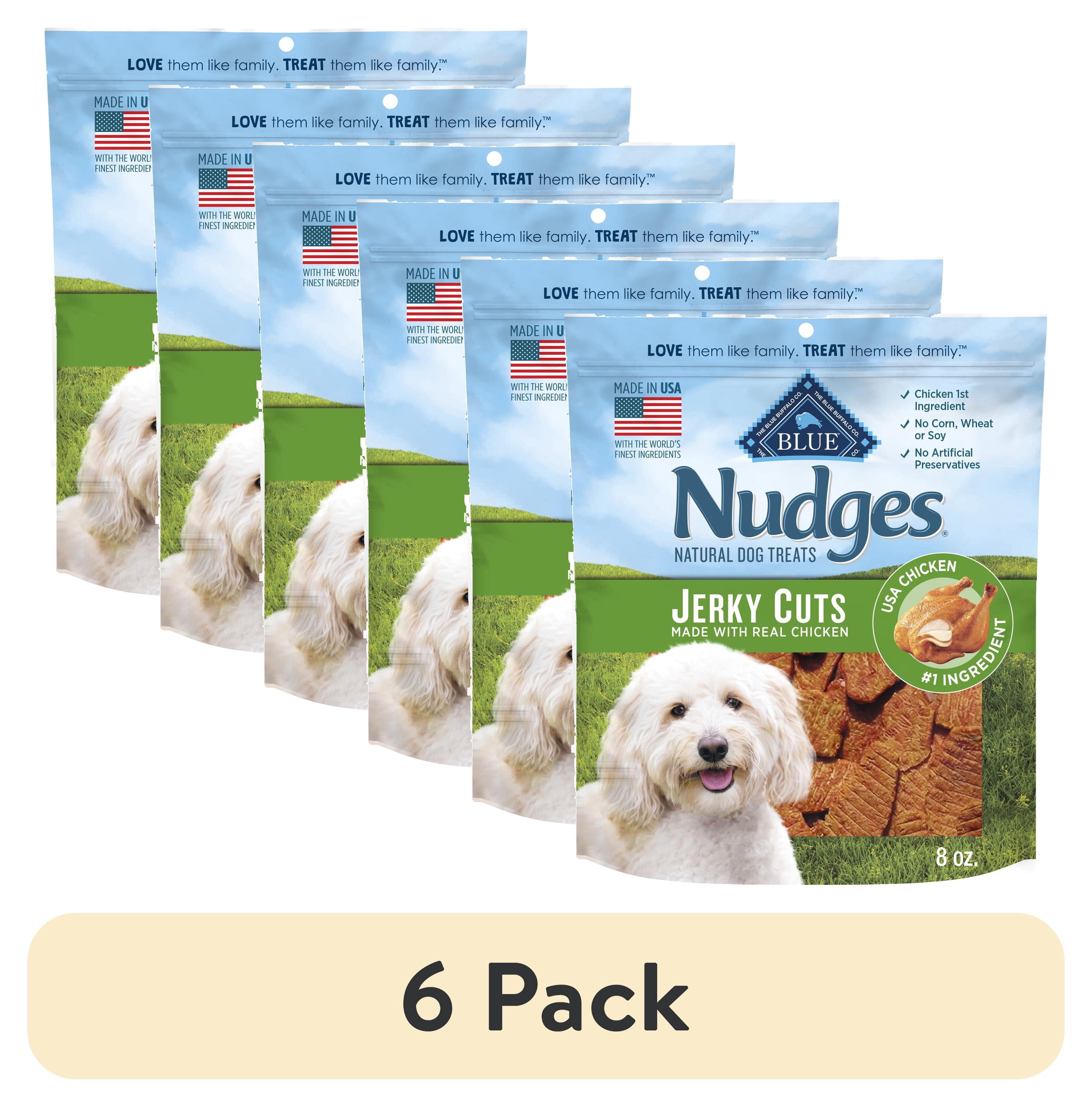 (6 pack) Blue Buffalo Nudges Jerky Cuts Dog Treats Made with Real Chicken, 8-oz. Bag