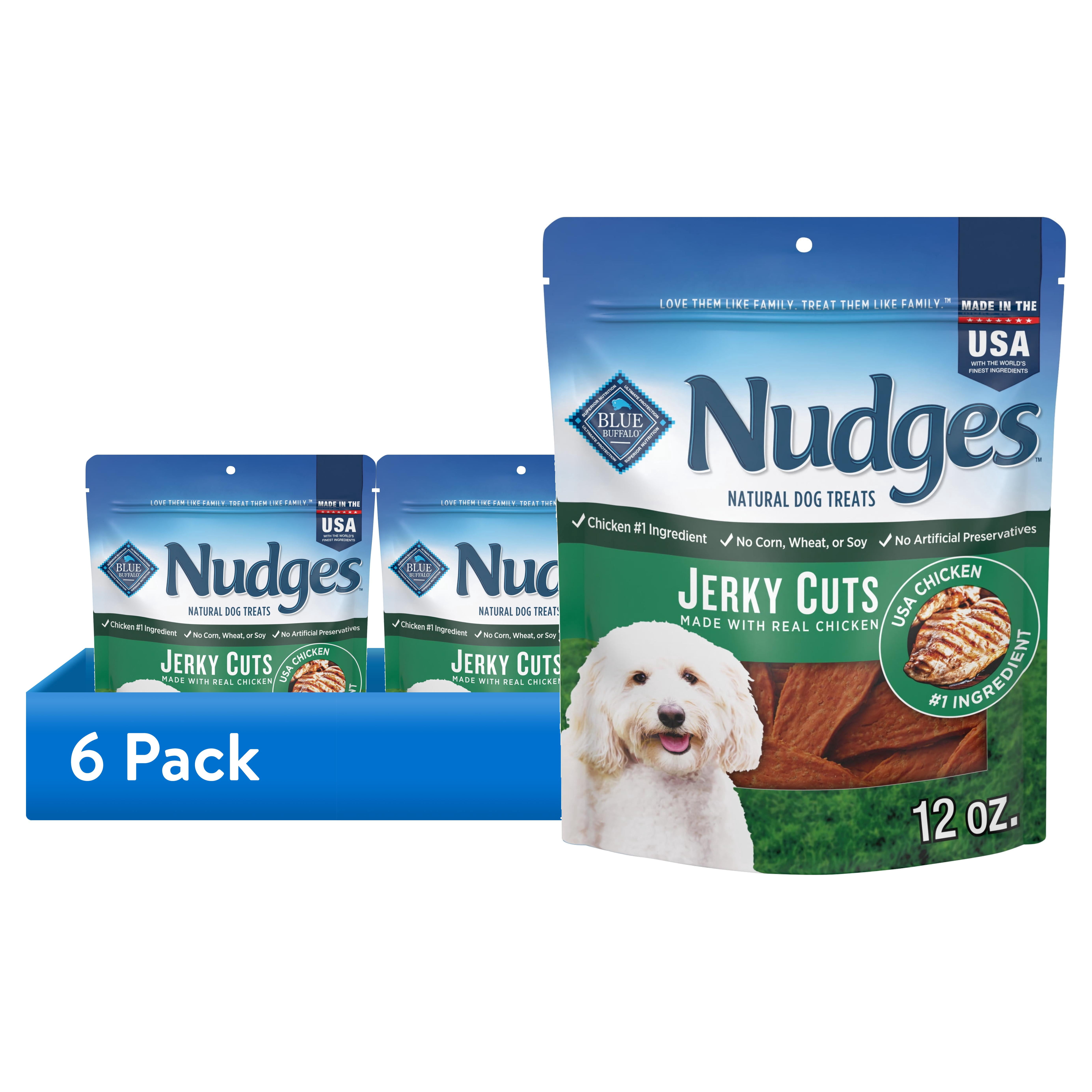 (6 pack) Blue Buffalo Nudges Jerky Cuts, Natural Dog Treats, Chicken Jerky, 12oz Bag