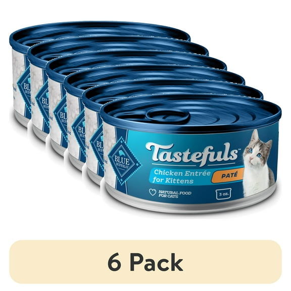 (6 pack) Blue Buffalo Tastefuls Kitten Wet Food Pat, Chicken Entre 3-oz.