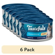 (6 pack) Blue Buffalo Tastefuls Natural Wet Cat Food, Adult, Chicken Paté, 3-oz. Can