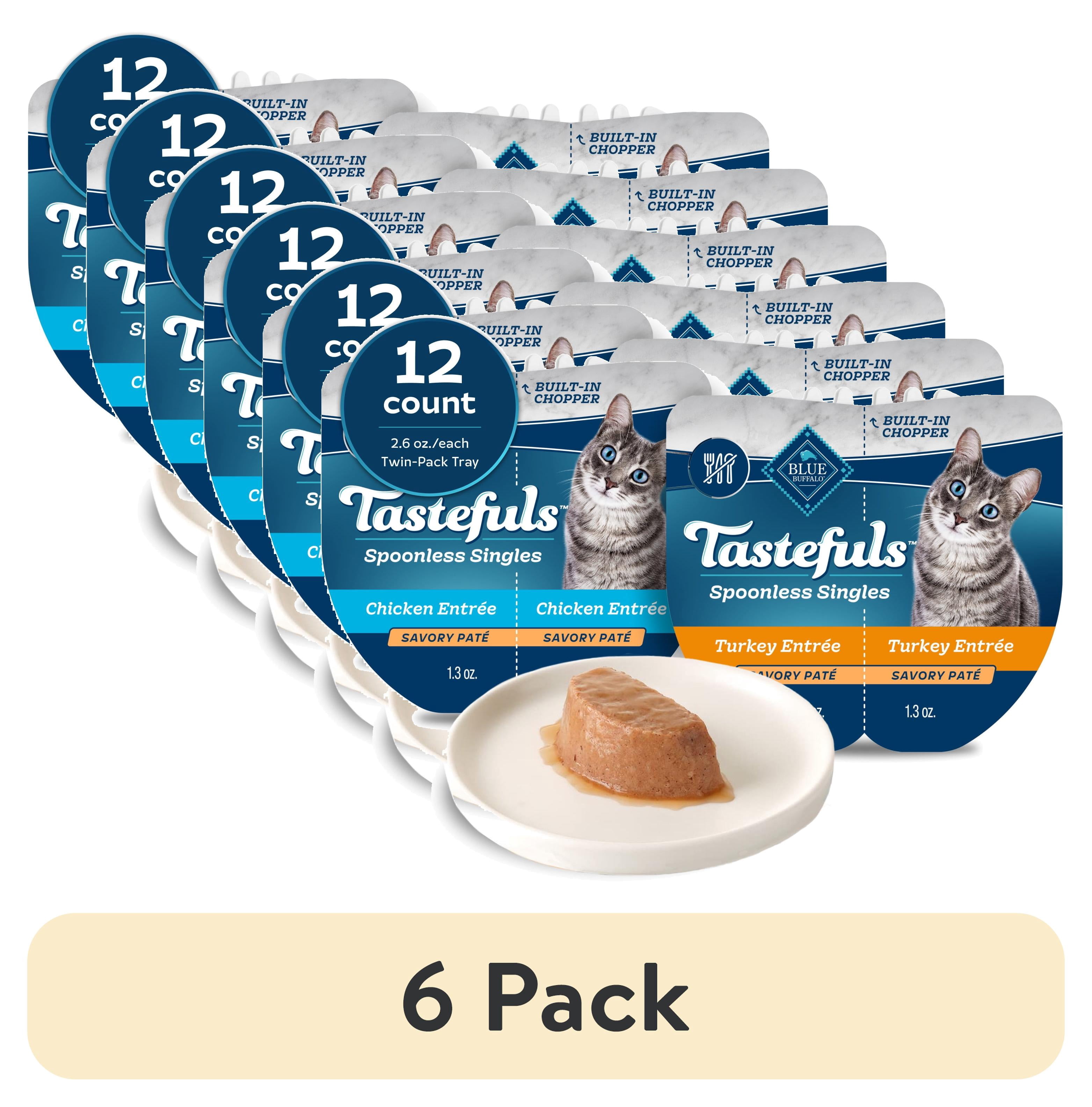 (6 pack) Blue Buffalo Tastefuls Spoonless Wet Cat Food Paté, 2.6-oz. Twin Packs, Chicken & Turkey (12 Ct.)