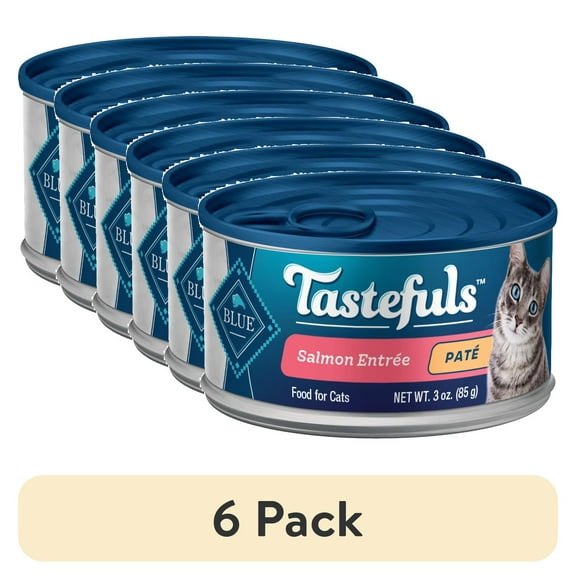 (6 pack) Blue Buffalo Tastefuls Wet Cat Food Paté Salmon Entrée 3-oz. Can