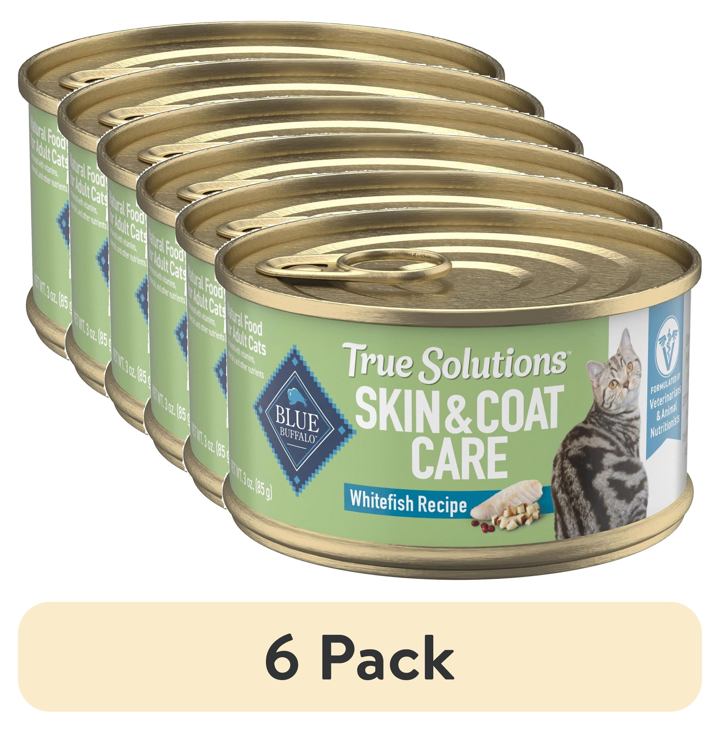 (6 pack) Blue Buffalo True Solutions Perfect Skin & Coat Natural Adult Wet Cat Food, Whitefish 3-oz Can