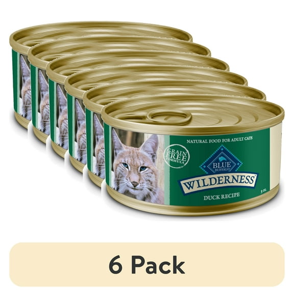 (6 pack) Blue Buffalo Wilderness High-Protein Adult Cat Wet Food, Duck, 3-oz. Can