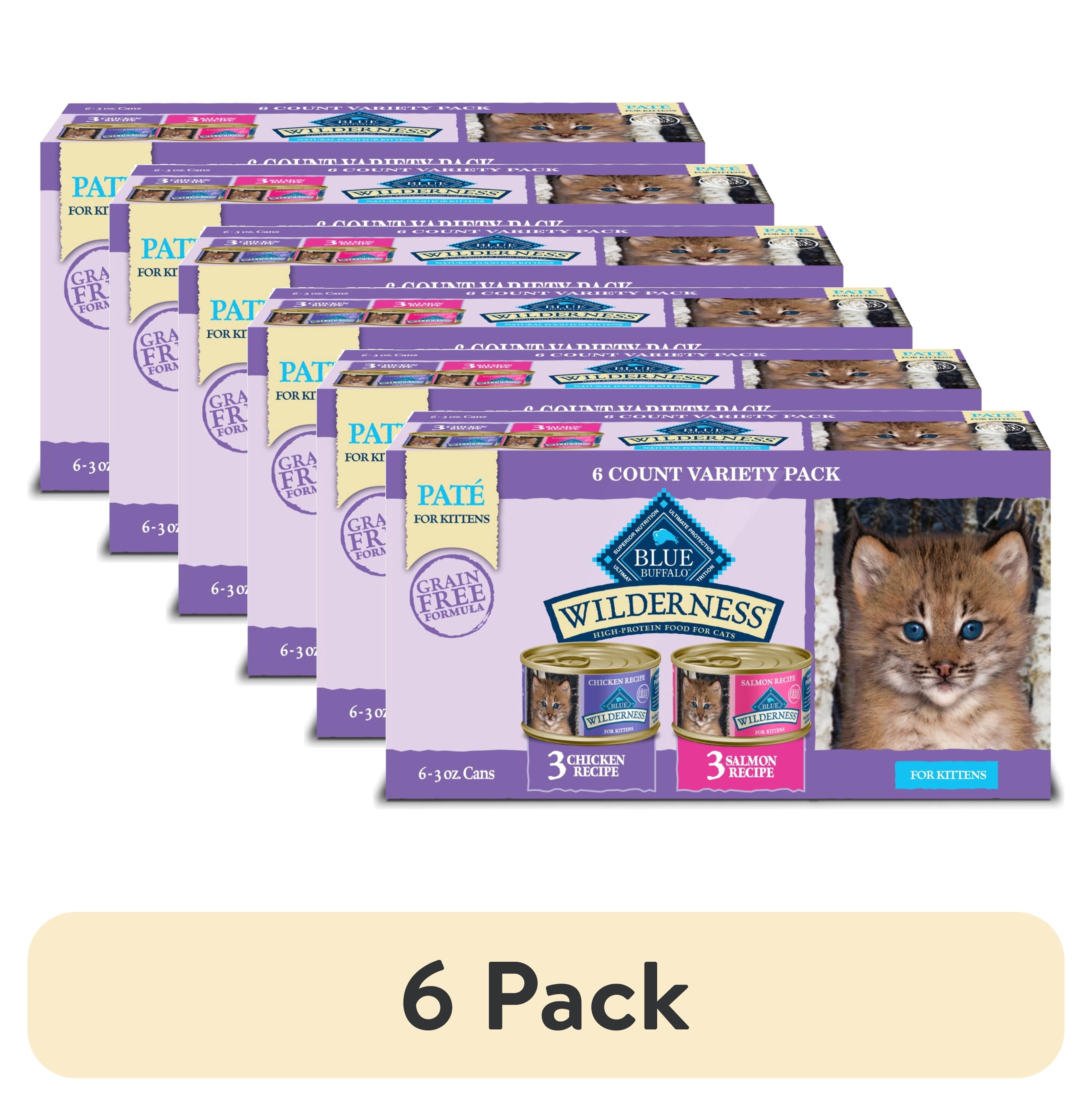 (6 pack) Blue Buffalo Wilderness Wet Kitten Food, Chicken & Salmon Variety Pack, 3-oz. (6 Count)