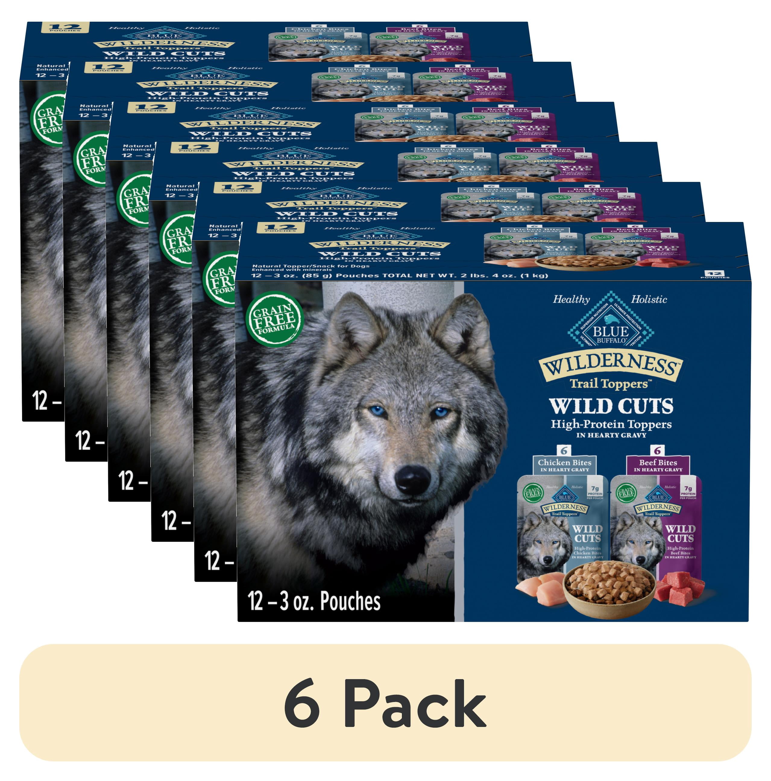 (6 pack) Blue Buffalo Wilderness Trail Toppers Wild Cuts Wet Dog Food, Chicken & Beef, 3oz (12 CT)