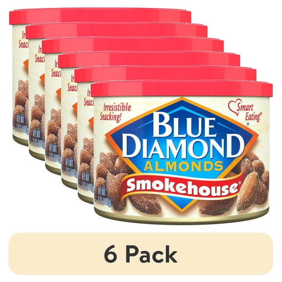 (6 pack) Blue Diamond Almonds, Classic Smokehouse Flavored Healthy Snack Nuts Perfect for Snacking and On-The-Go, 6 oz