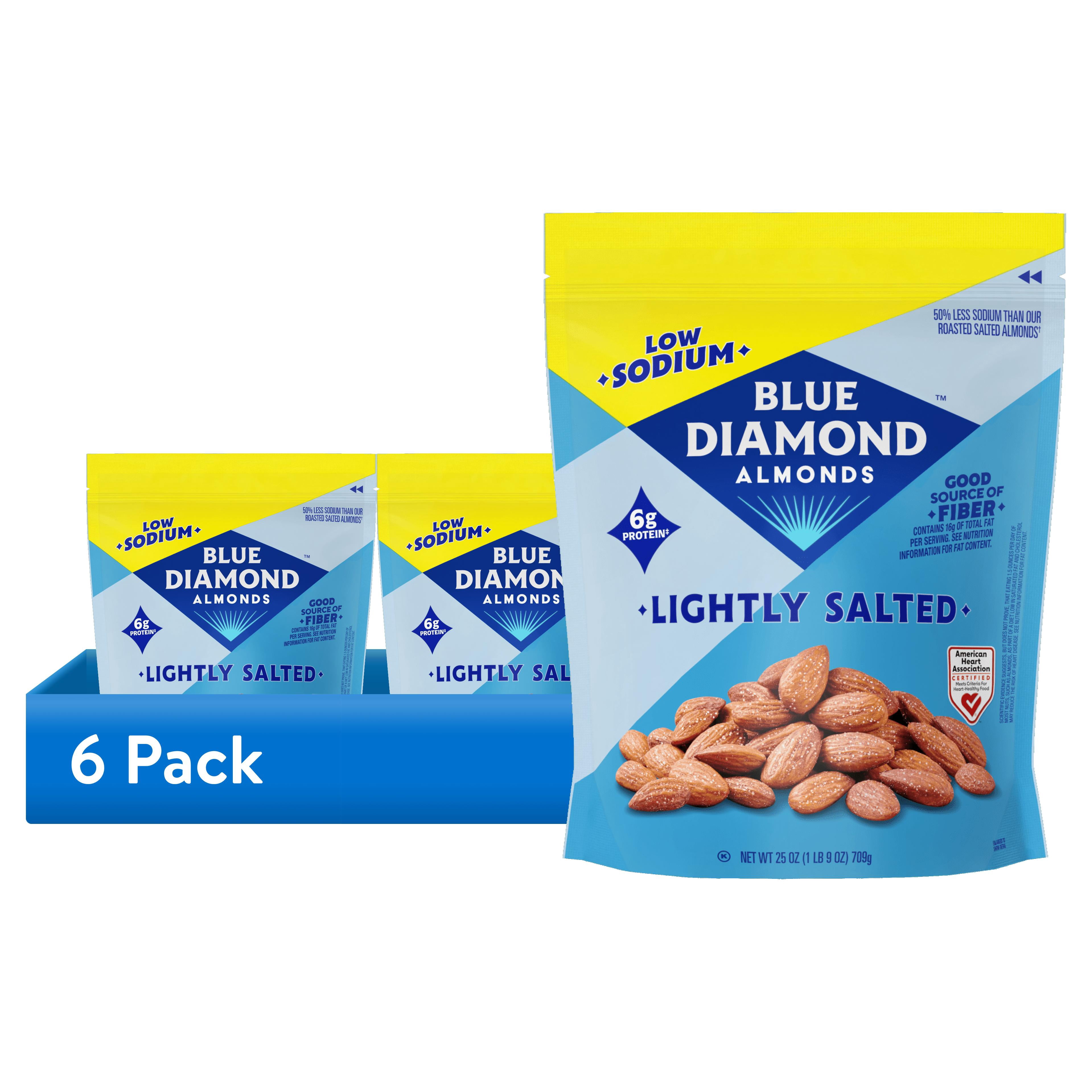 (6 pack) Blue Diamond Almonds, Lightly Salted Snack Almonds perfect for lunches and on-the-go, 25 oz.