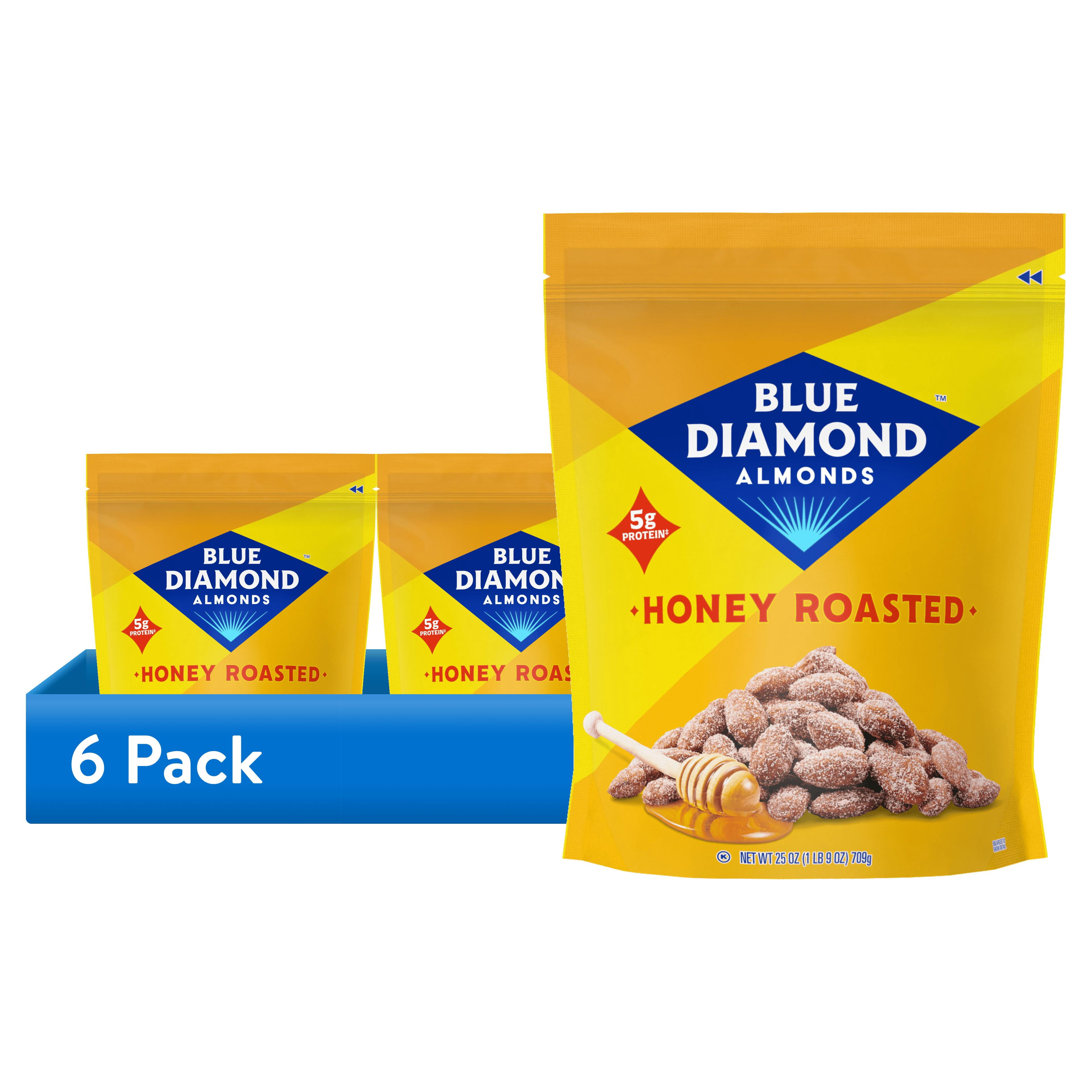 6 pack) Blue Diamond 25oz Honey Roasted Bag - Walmart.com