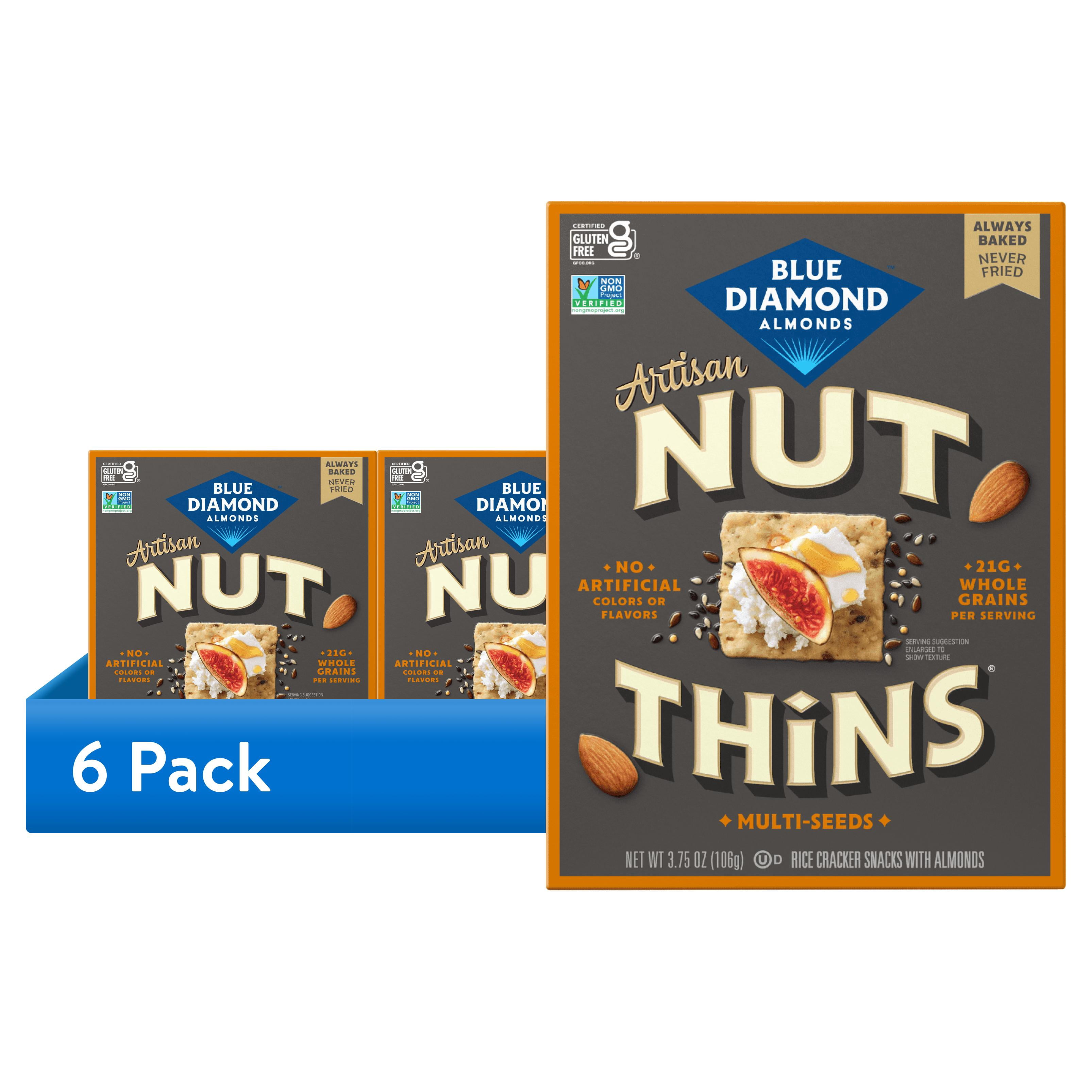(6 pack) Blue Diamond Nut Thins Artisan Multi-Seed Gluten Free Rice Crackers,  3.75oz