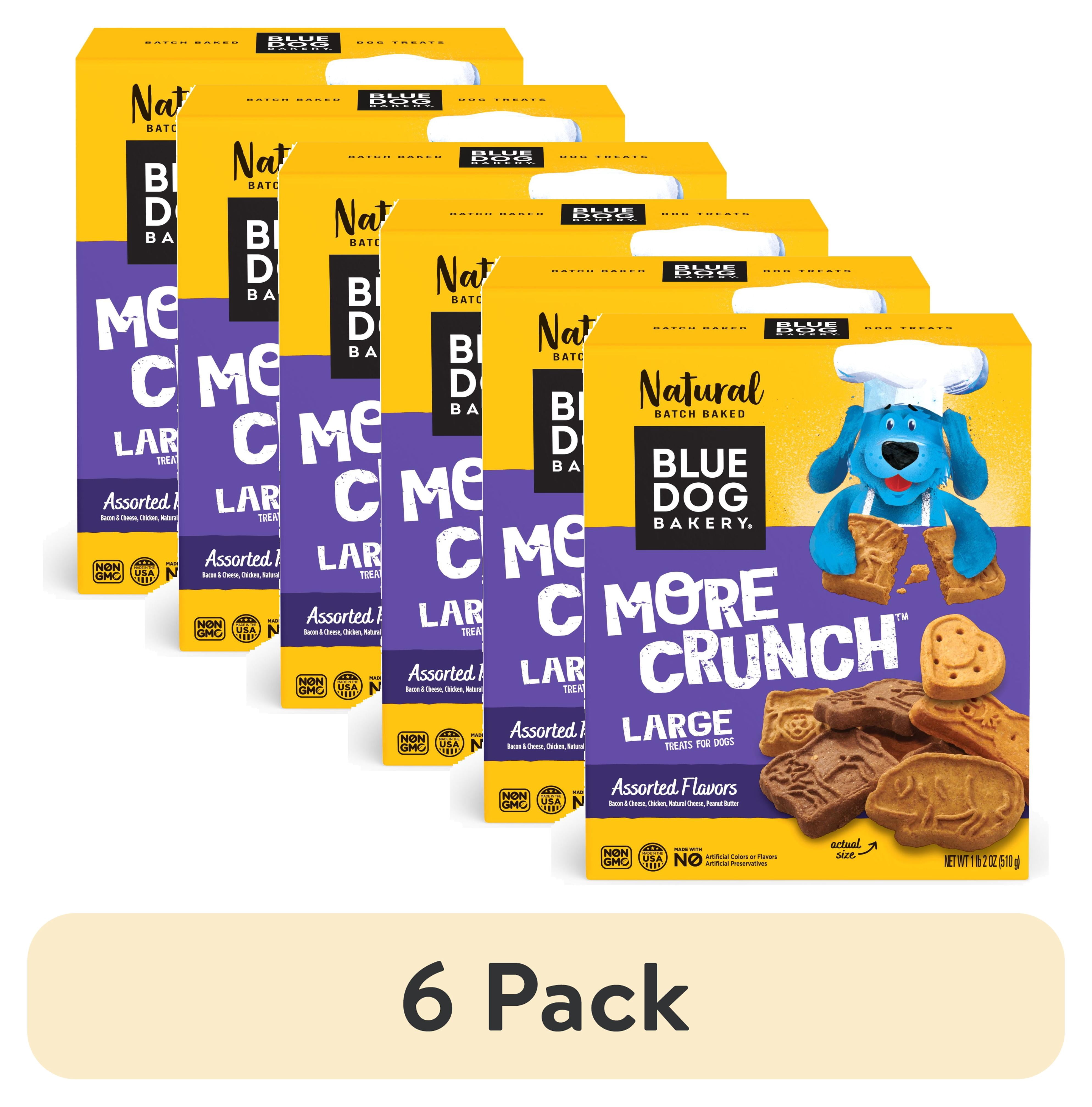 (6 pack) Blue Dog Bakery More Crunch Assorted Flavors Biscuit Natural Treats for Dogs, Large, 1 lb. 2 oz.